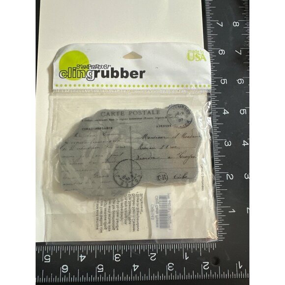 Stampendous Cling Rubber Stamp Carte Postale Design Distressed Postcard - Picture 2 of 3